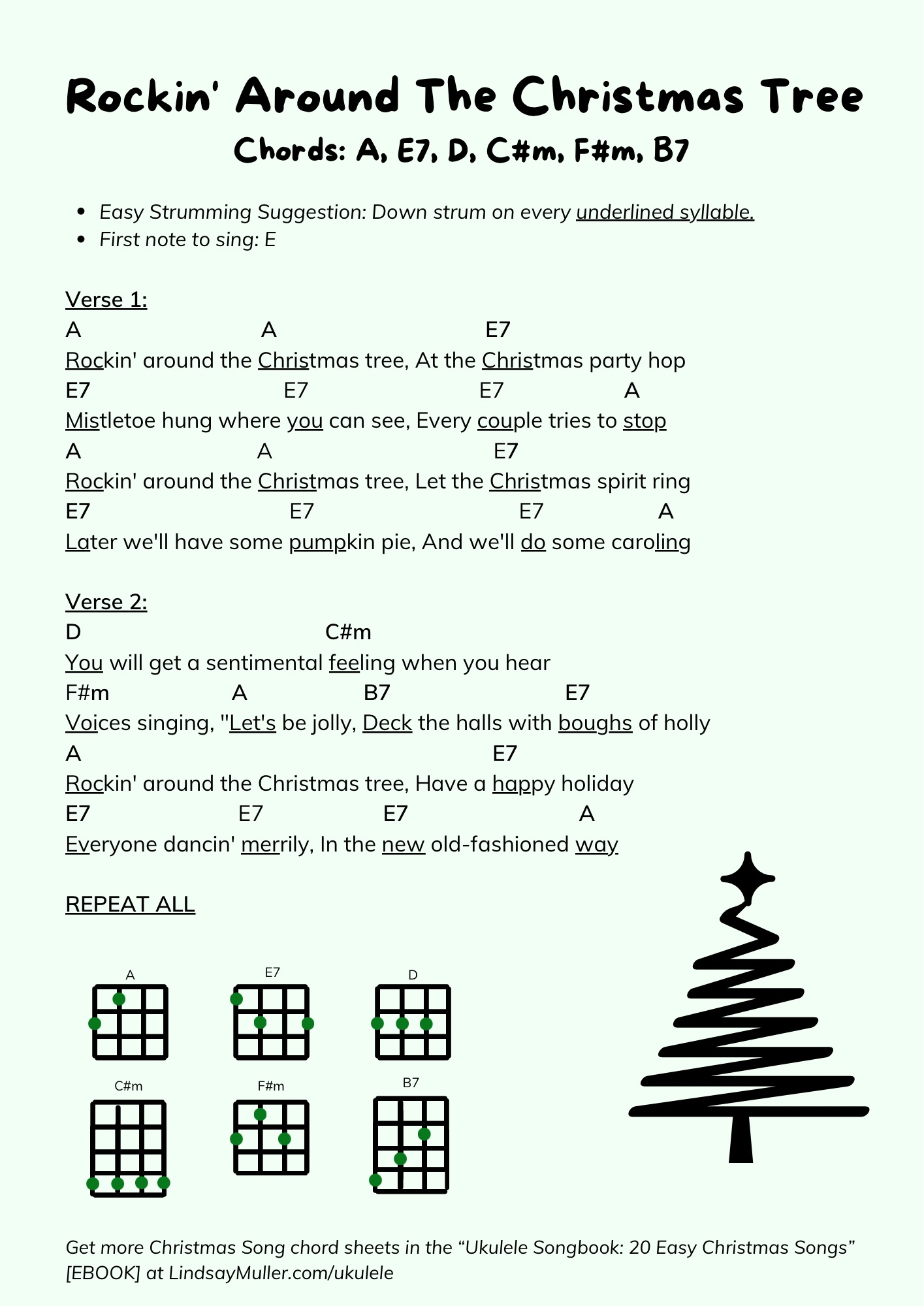 🎄 how to play "rockin' around the christmas tree” on ukulele